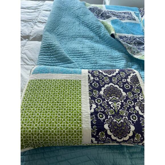 Boho colorful Lauren Hart coverlet and pillow shams queen/full size - Picture 9 of 13